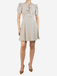 Miu Miu Cream silk polka dot mini dress - size UK 8