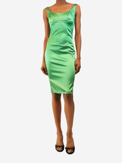 Green sleeveless satin midi dress - size UK 6 Dresses Dolce & Gabbana 