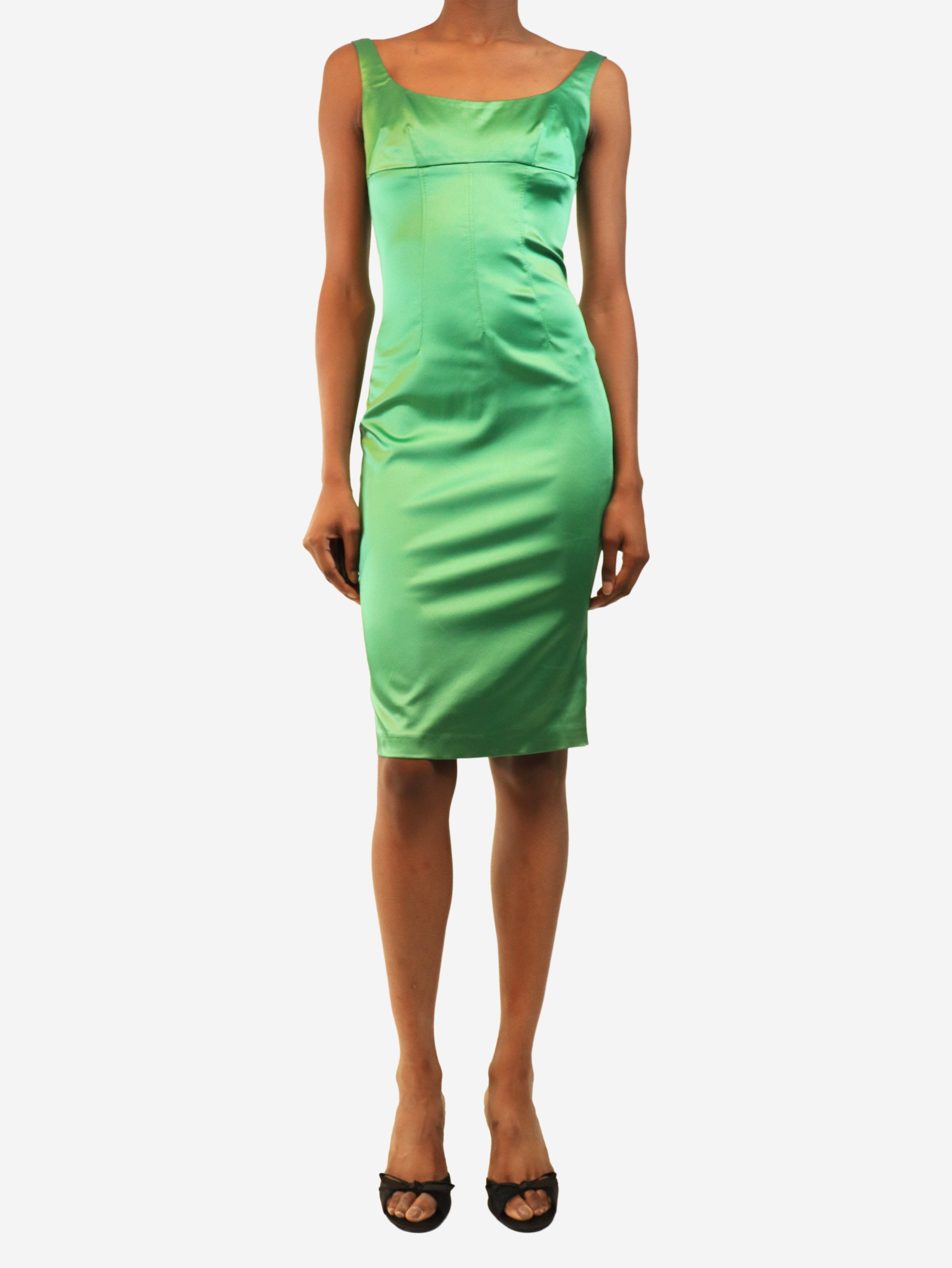 Green sleeveless satin midi dress - size UK 6 Dresses Dolce & Gabbana 