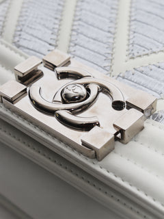 White 2016 small chevron lizard Boy bag