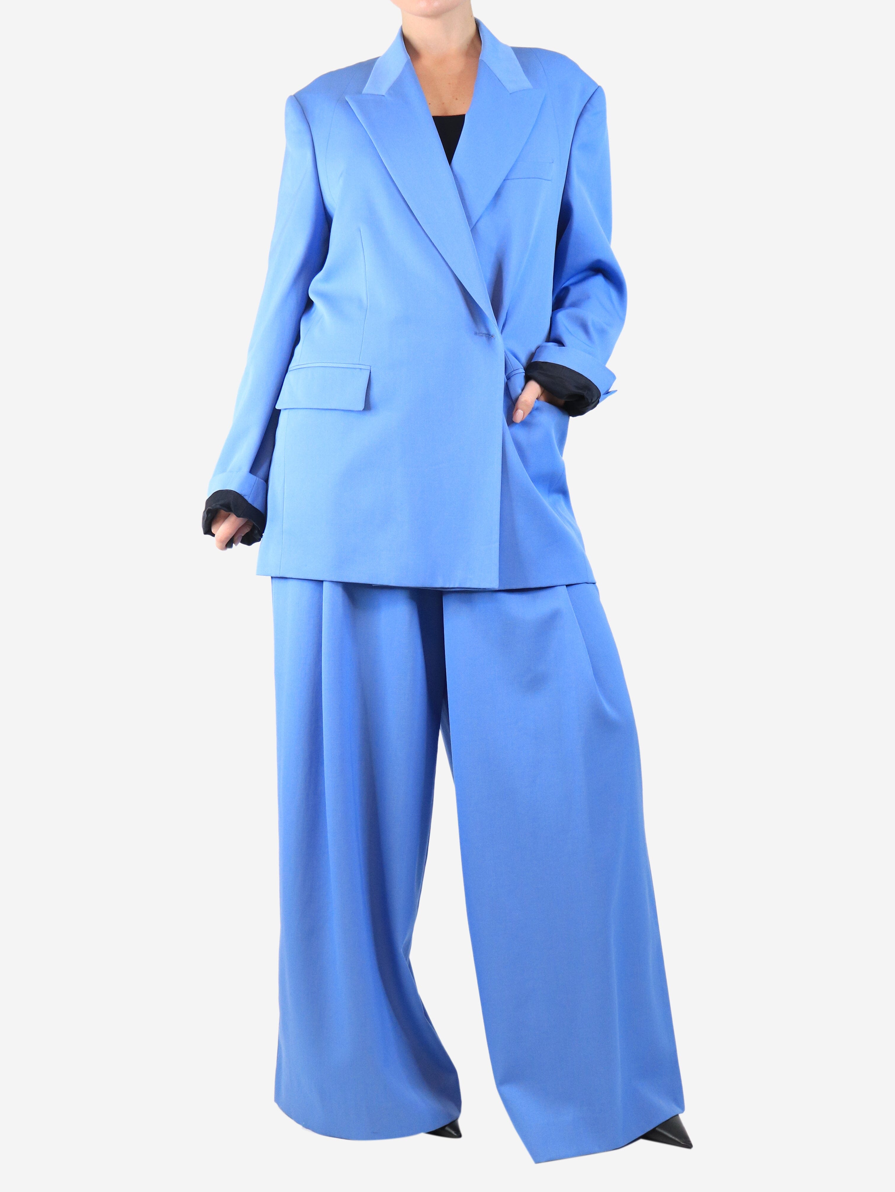 Blue wool two-piece suit set - size UK 12 Sets Dries Van Noten 