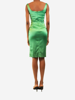 Green sleeveless satin midi dress - size UK 6 Dresses Dolce & Gabbana 