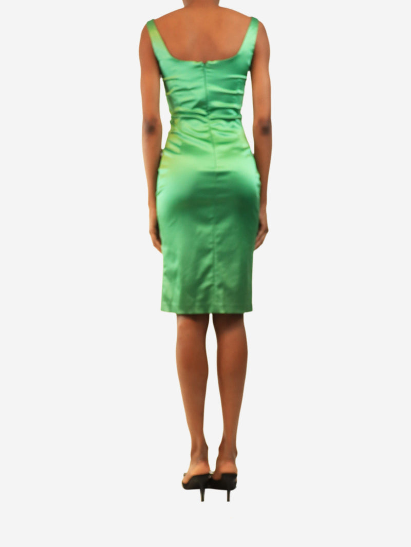 Green sleeveless satin midi dress - size UK 6 Dresses Dolce & Gabbana 