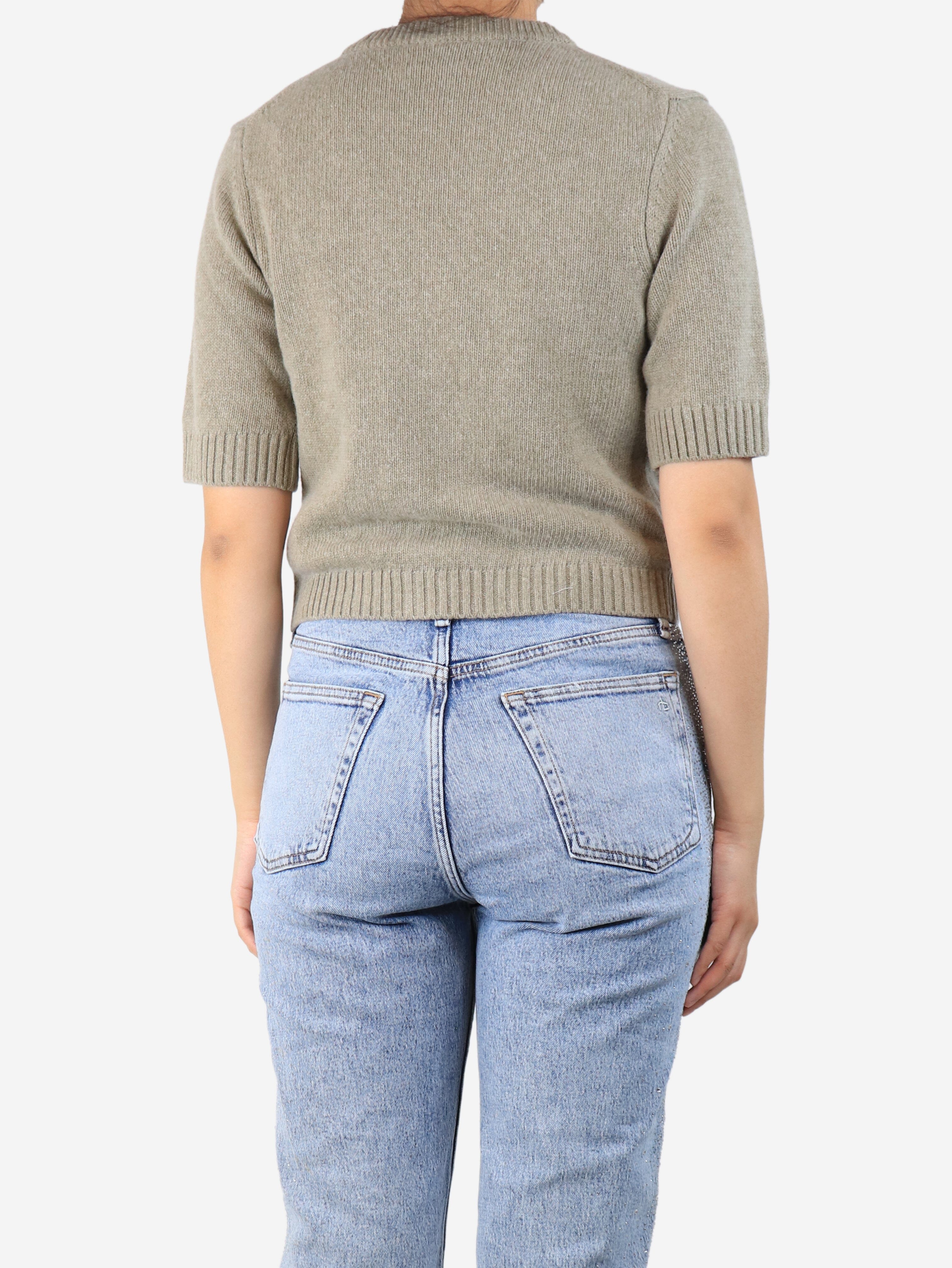 Sage green cropped tie-front cardigan - size S Knitwear Ganni 