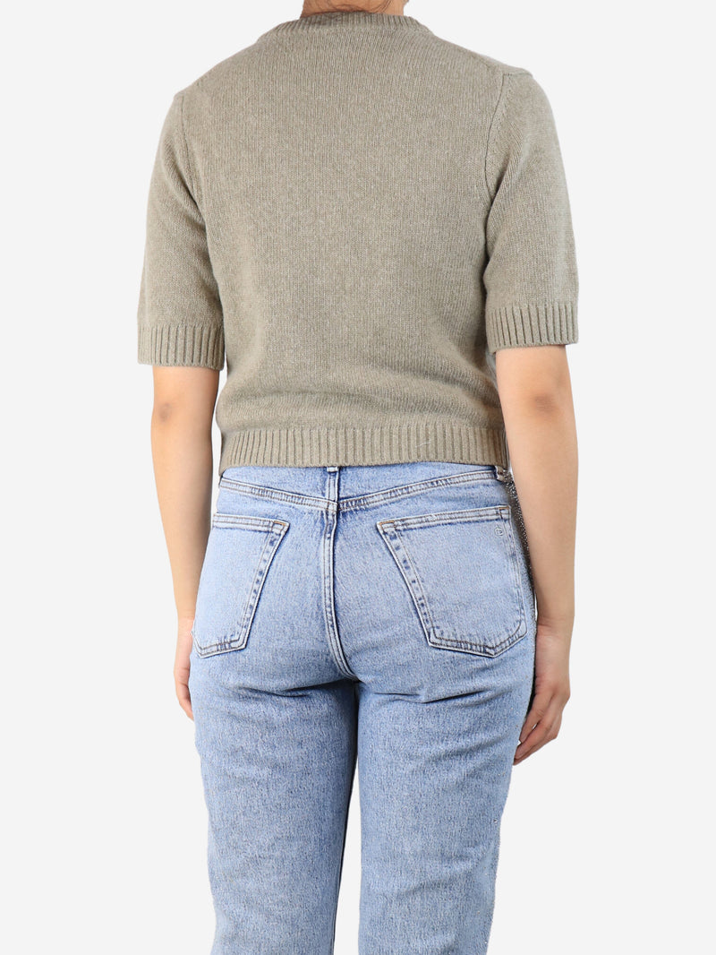 Sage green cropped tie-front cardigan - size S Knitwear Ganni 