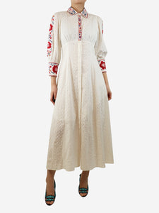 Beulah White embroidered maxi dress - size UK 8