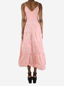 Maje Pink sleeveless tiered midi dress - size UK 8