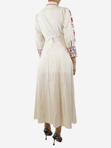 Beulah White embroidered maxi dress - size UK 8