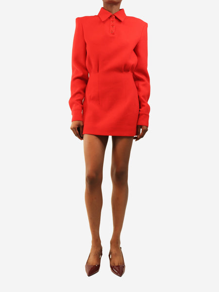Red crepe long sleeve mini dress - size UK 8 product image