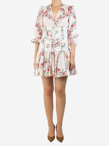 Zimmermann White floral printed mini dress - size UK 10