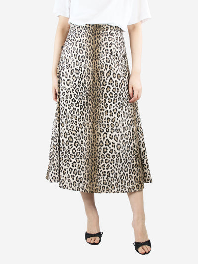 Leopard print A-line midi skirt - size UK 10