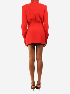 Red crepe long sleeve mini dress - size UK 8 Dresses Rowen Rose 