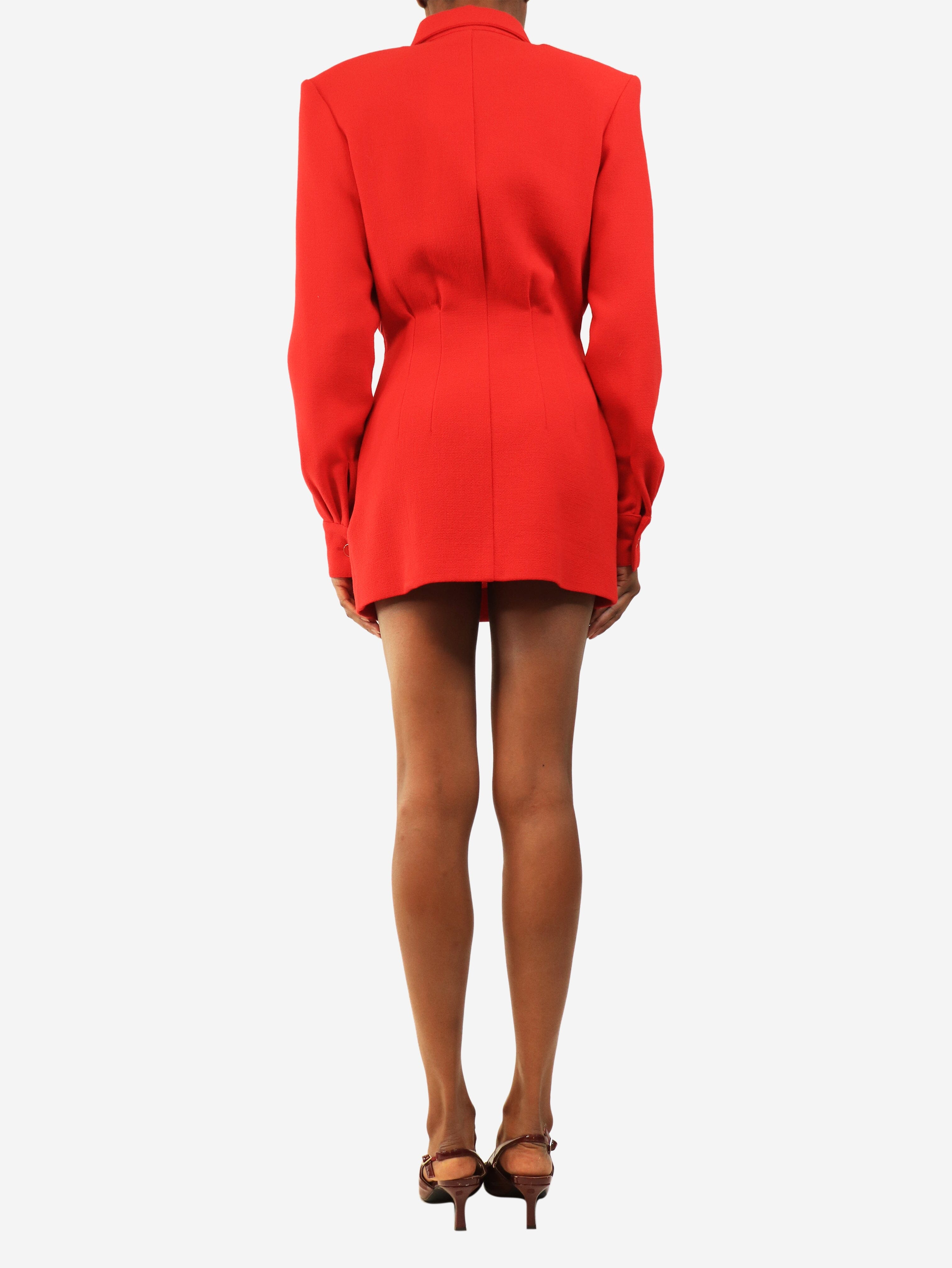 Red crepe long sleeve mini dress - size UK 8 Dresses Rowen Rose 