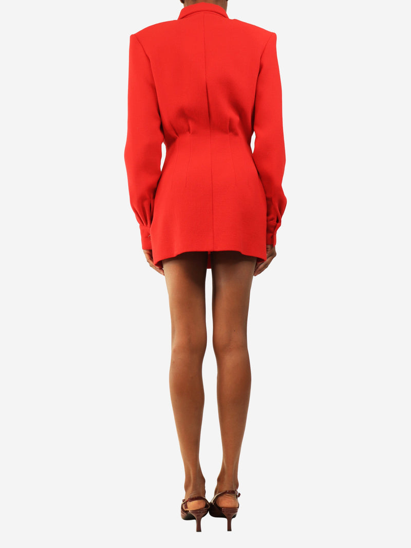Red crepe long sleeve mini dress - size UK 8 Dresses Rowen Rose 