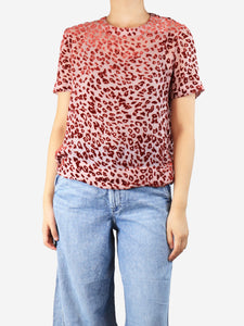 Rag & Bone Pink and red velvet leopard print top - size S