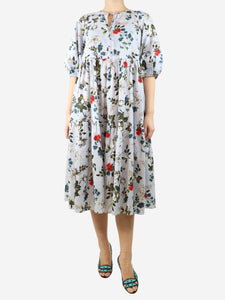 Erdem Light blue floral printed midi dress - size UK 8