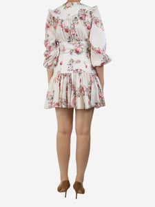 Zimmermann White floral printed mini dress - size UK 10