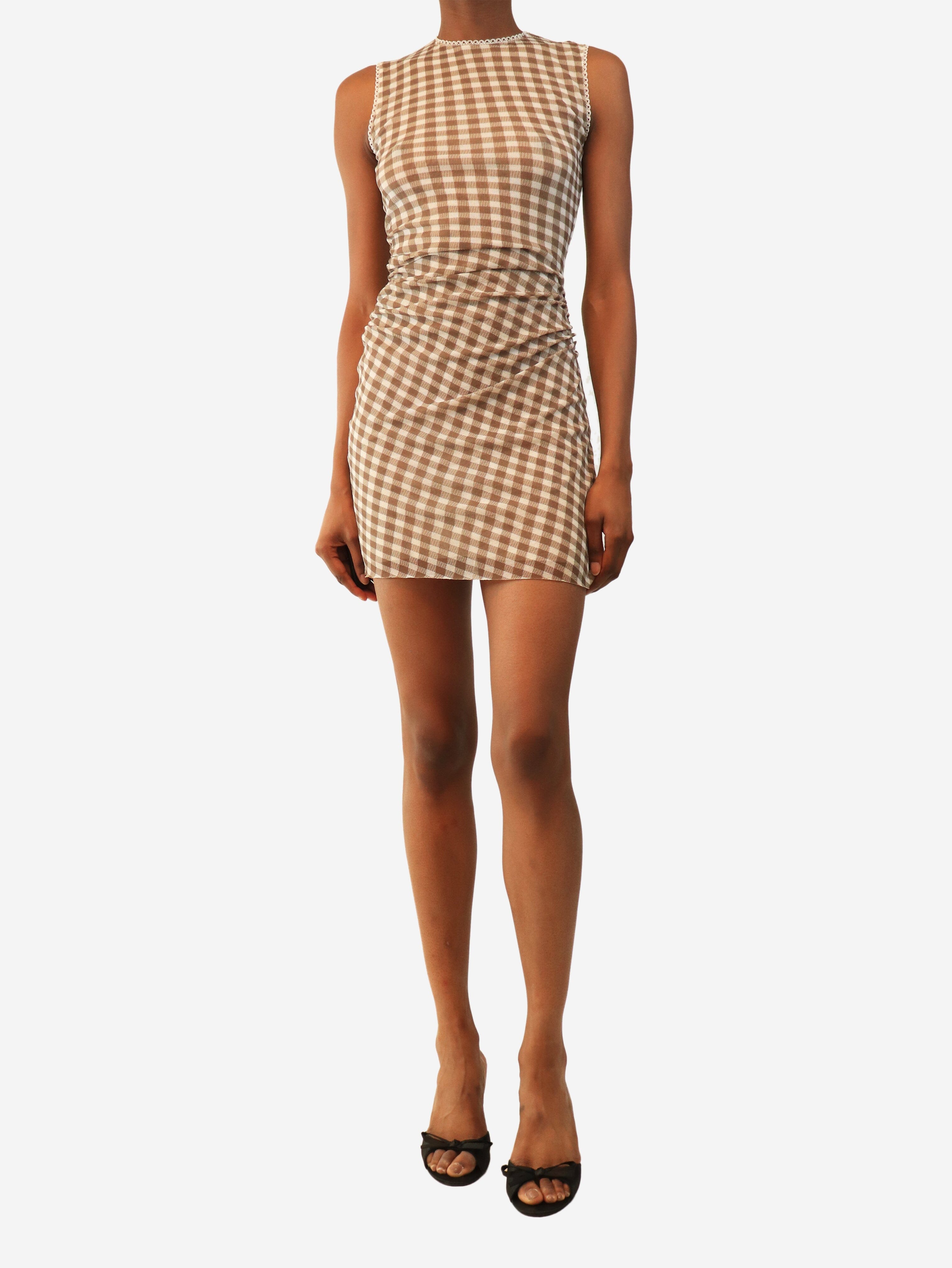 Brown and white plaid mesh mini dress - size XS Dresses Acne Studios 