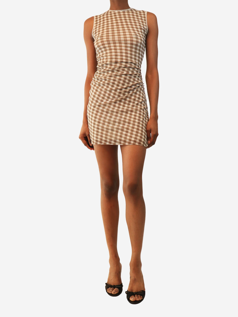 Brown and white plaid mesh mini dress - size XS Dresses Acne Studios 