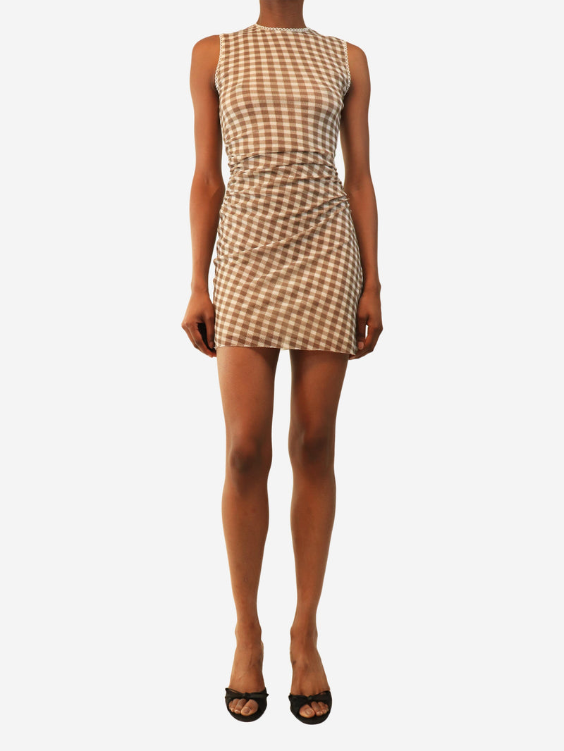 Brown and white plaid mesh mini dress - size XS Dresses Acne Studios 