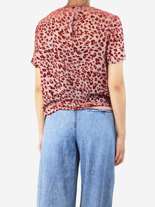 Rag & Bone Pink and red velvet leopard print top - size S