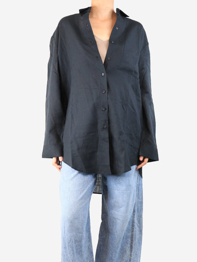 Navy linen oversized shirt - size S Tops Asceno 