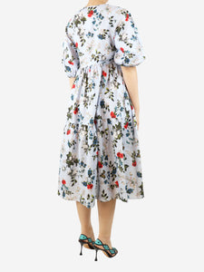 Erdem Light blue floral printed midi dress - size UK 8