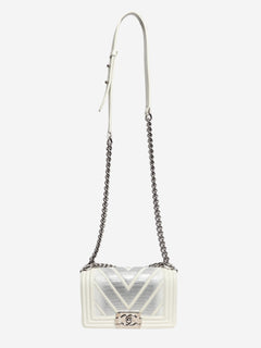 White 2016 small chevron lizard Boy bag