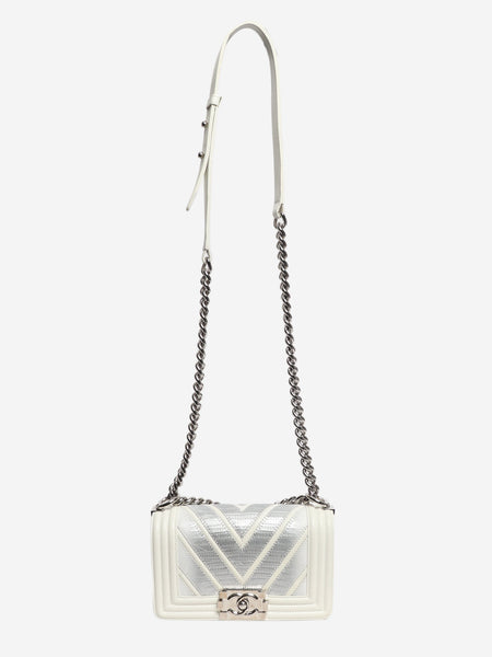 White 2016 small chevron lizard Boy bag alternate image