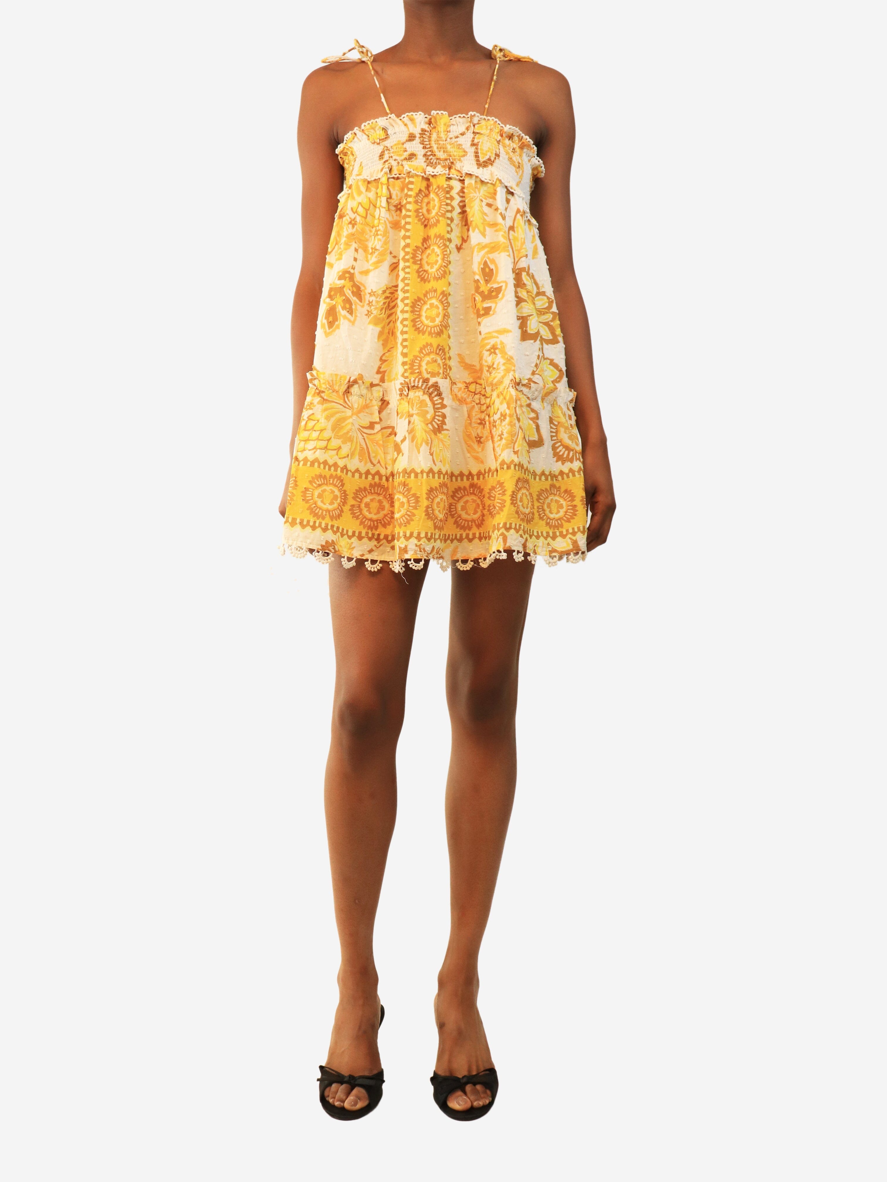 Yellow and white floral mini dress - size XXS Dresses Farm Rio 