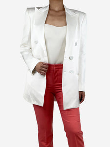 Dundas White silk crepe double-breasted blazer - size UK 12