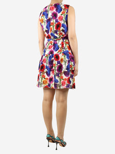 Borgo De Nor Multi floral mini dress with belt - size UK 10