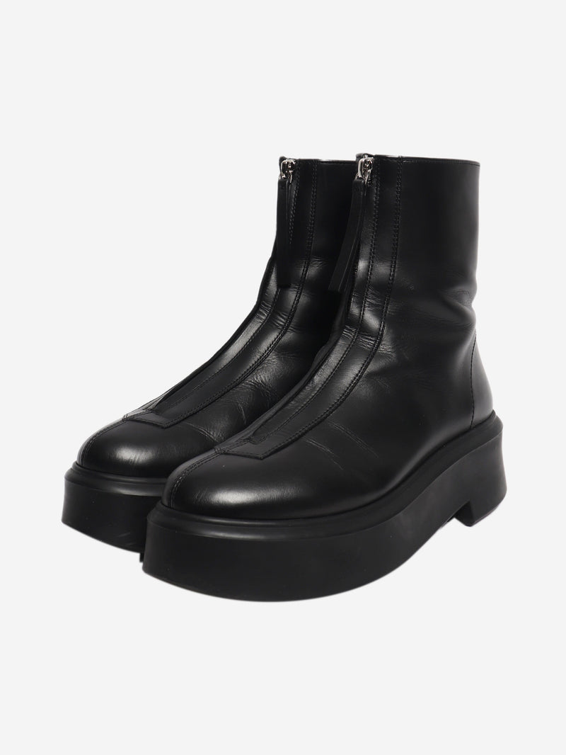 Black zip front leather boots - size EU 39 (UK 6) Boots The Row 