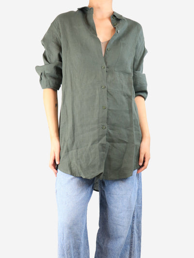 Khaki linen oversized shirt - size S Tops Asceno 