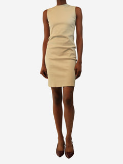 Cream sleeveless lambskin midi dress - size UK 6 Dresses Prada 