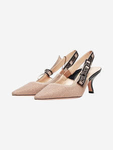 Christian Dior Neutral J'Adior raffia slingback pumps - size EU 39