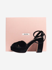 Miu Miu Black velvet platform sandal heels - size EU 38.5