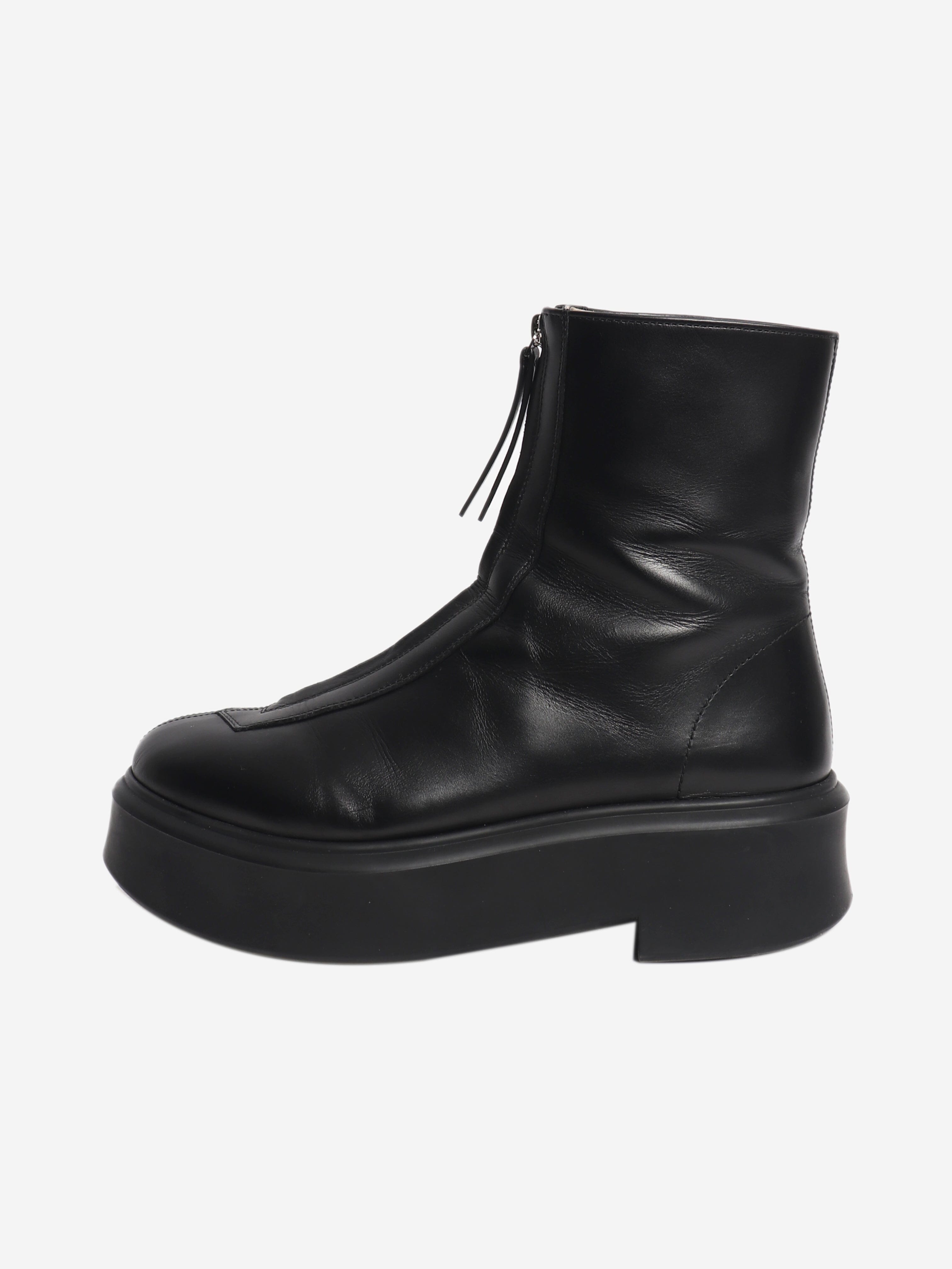 Black zip front leather boots - size EU 39 (UK 6) Boots The Row 