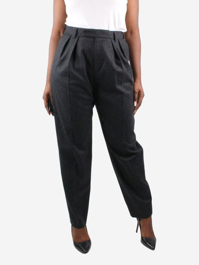 Grey high-waisted double-pleated trousers - size 14 Trousers Celine