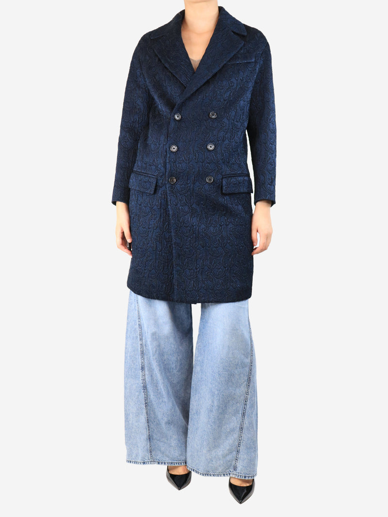 Dark blue brocade double-breasted coat - size UK 8 Coats & Jackets Joseph 