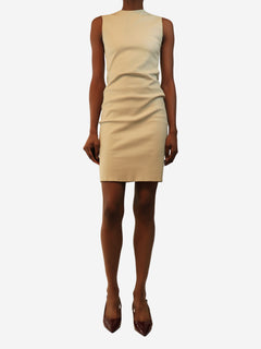 Cream sleeveless lambskin midi dress - size UK 6 Dresses Prada 
