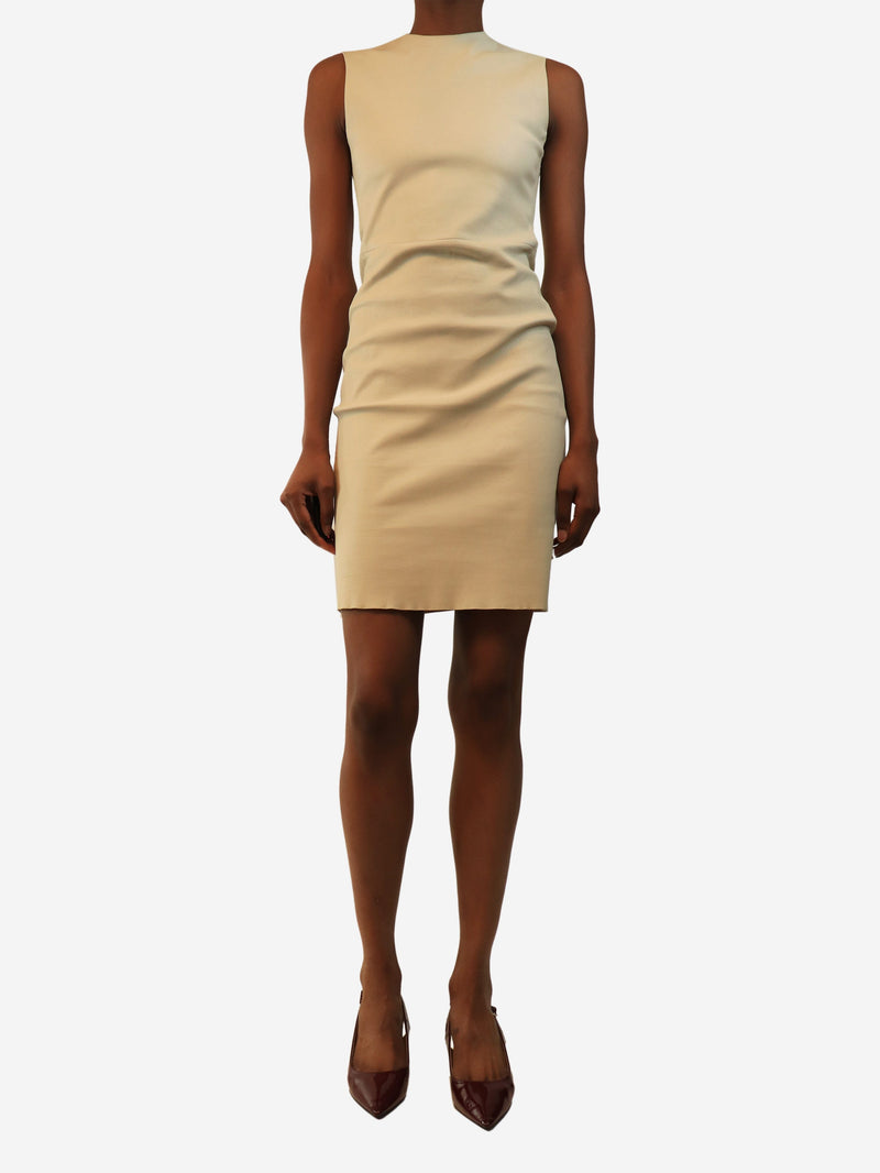 Cream sleeveless lambskin midi dress - size UK 6 Dresses Prada 