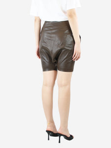 Givenchy Brown pleated leather shorts - size UK 8