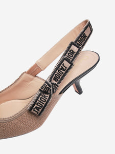 Christian Dior Neutral J'Adior raffia slingback pumps - size EU 39