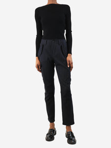 Zadig & Voltaire Navy blue pinstripe cargo trousers - size UK 6