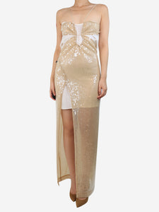 Nensi Dojaka Neutral sequin sheer dress - size S