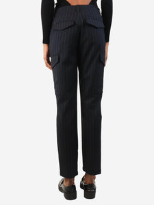 Zadig & Voltaire Navy blue pinstripe cargo trousers - size UK 6