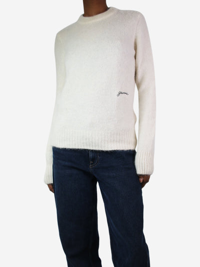 White mohair logo jumper - size XS Knitwear Ganni 