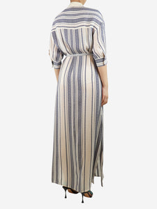 Zeus + Dione Blue and white abstract striped maxi dress - size UK 10