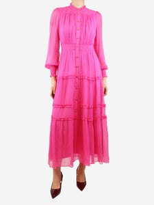 ME+EM Pink chiffon midi dress - size UK 8